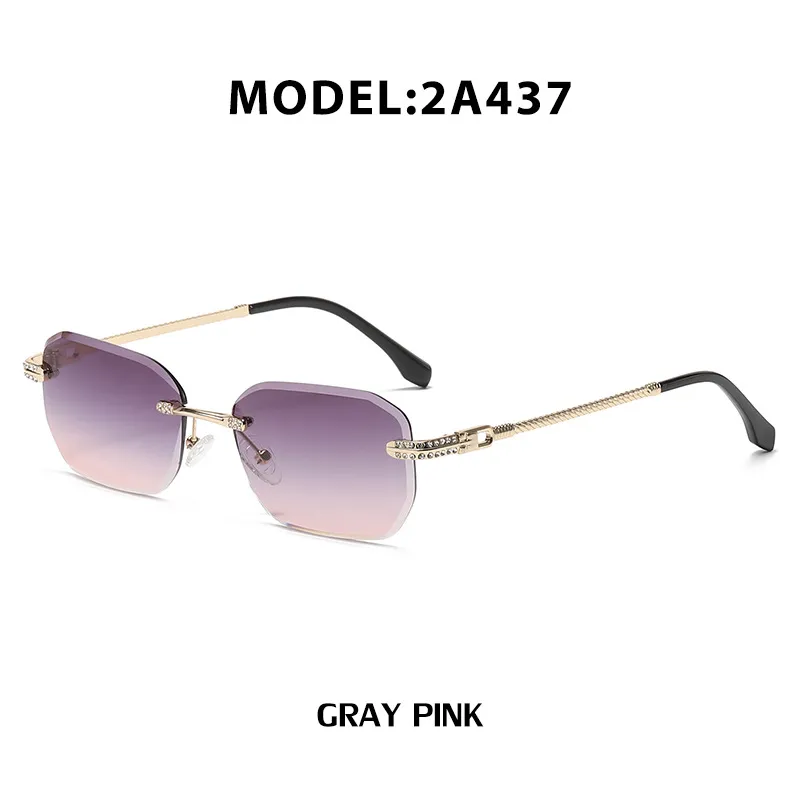 Nuevas gafas de sol de moda para mujer, sin marco, con protección solar, para mujer mayor, con juego de diamantes y montura pequeña para hombre._voghion.com