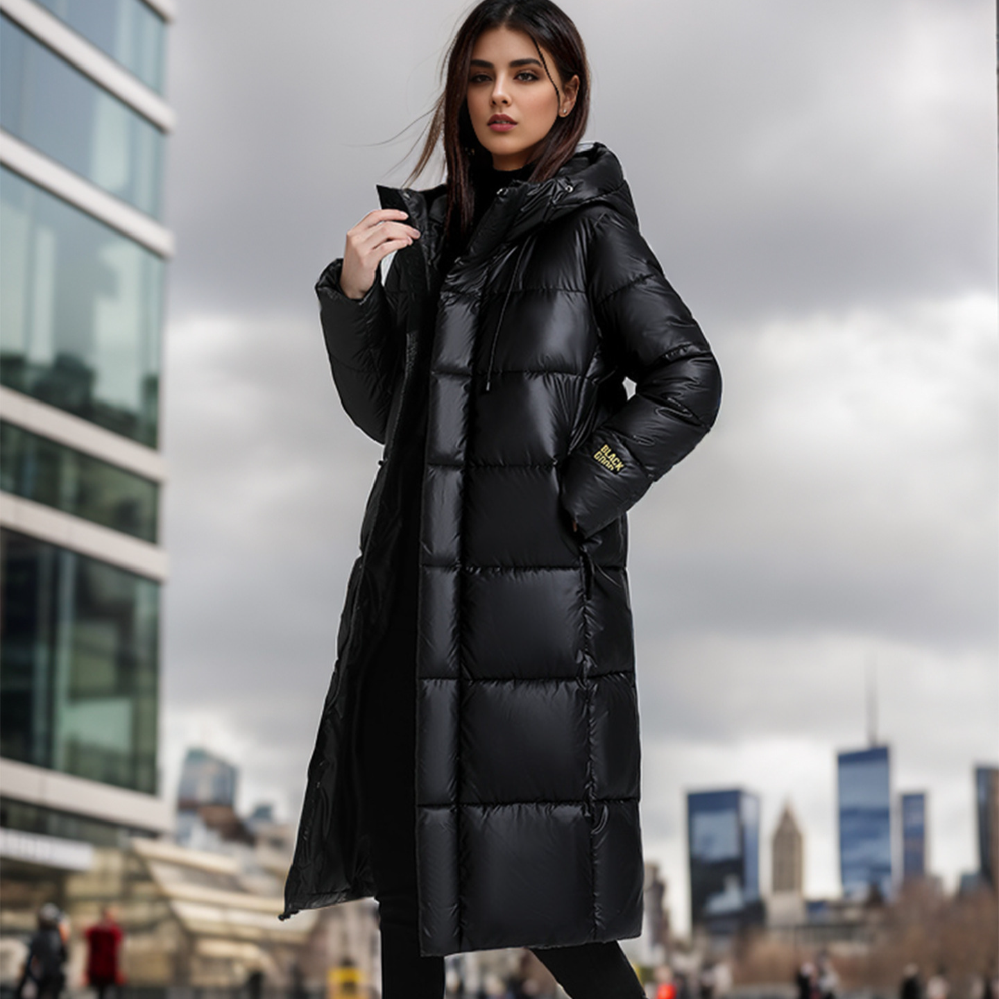 Women's winter long fashion with Warm jacket cotton-padded jacket women's fashion coat.