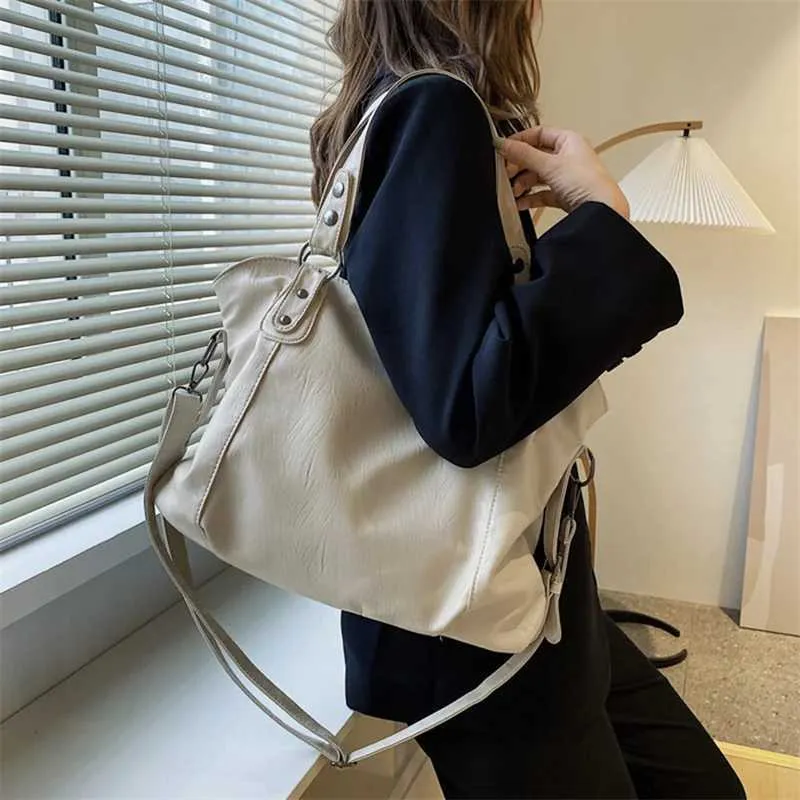 Designer-Tasche, große Kapazität, schwarze Schultertasche, geeignet für Frauen, große Einkaufstasche, einfarbig, weiches Leder, Umhängetasche_voghion.com