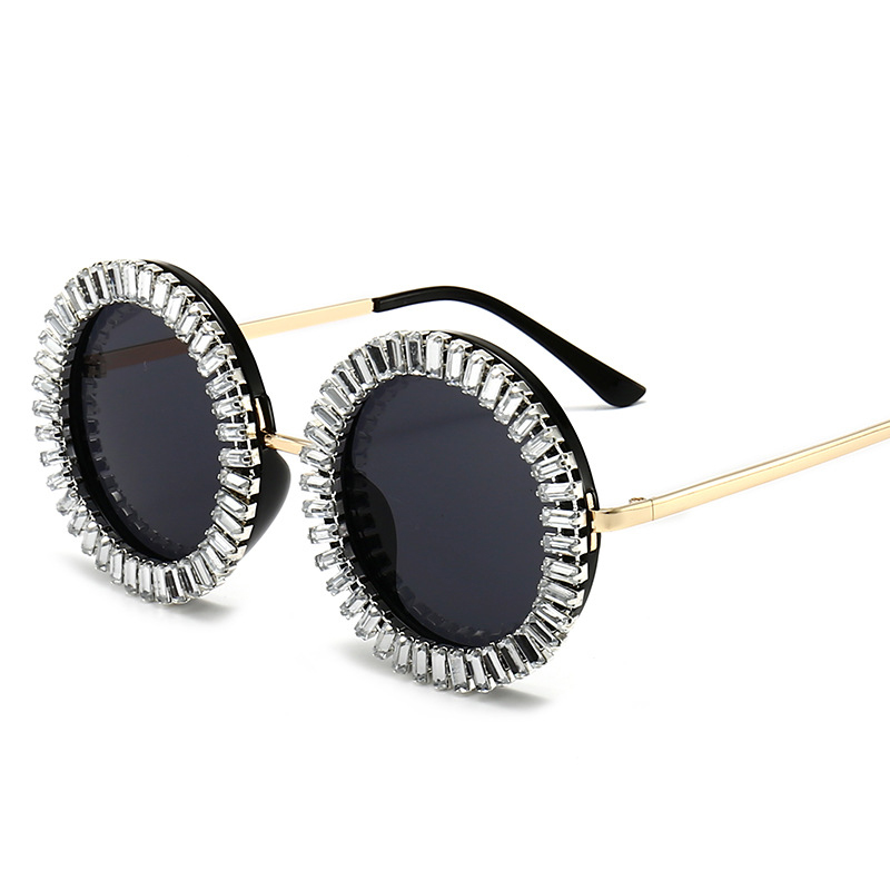 Brand Designer Round Diamond Sunglasses Women Fashion Vintage Party Travel Steampunk Sun Glasses Sexy Ladies Shades_voghion.com