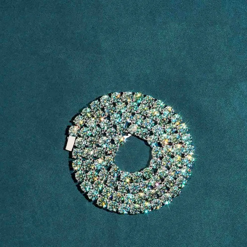 Catena da tennis in moissanite verde da 3 mm, 4 mm, 5 mm e 6,5 mm, con diamanti, tester Hip Hop, Iced Out GRA Bling Sier_voghion.com