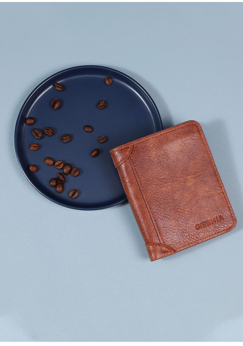 Herren Geldbörse High End Retro PU Kurze Herren Klappbare Kreditkartentasche Kann Münzgeldbörse Verstauen_voghion.com
