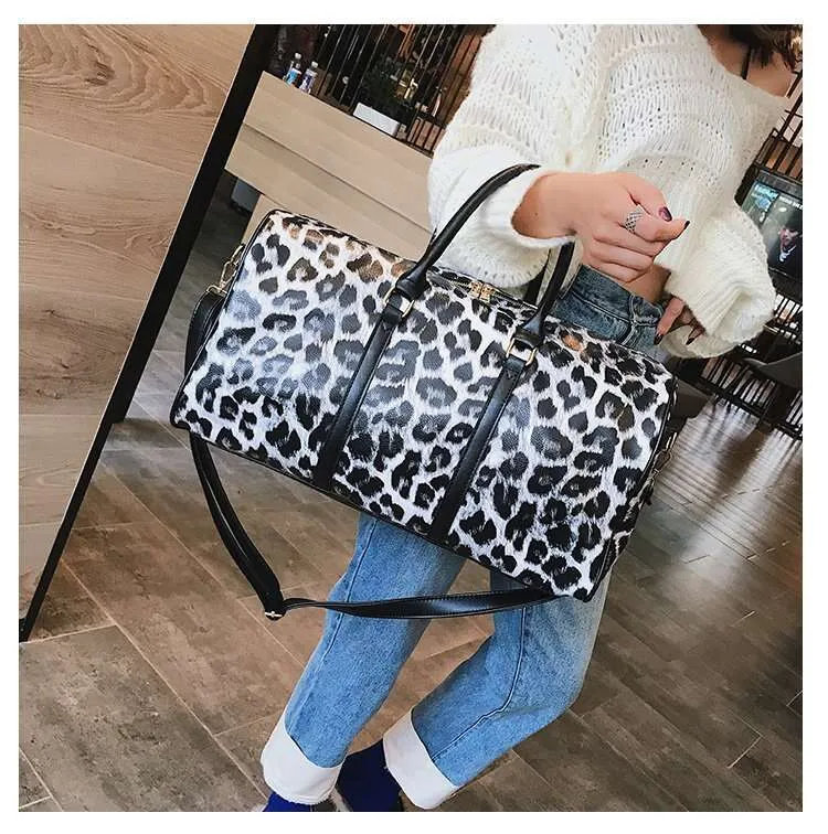 Europe American Fashion Leopard Print Handbag Large Capacity Gym Bags Travel Shopping Tote Bag Street Dressing_voghion.com