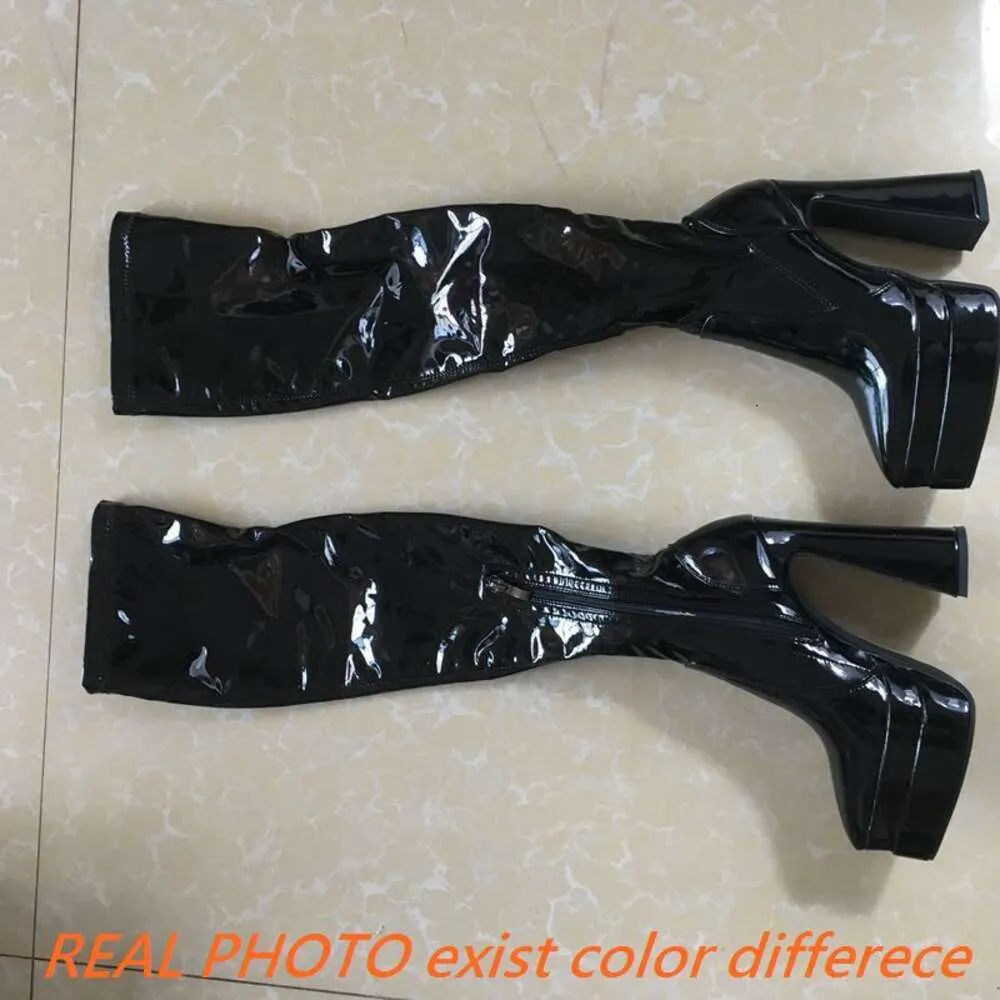 Brandneue Herbst-Winter-mittlere Wadenstiefel Punk Goth klobige Plattform High Heels Motorrad lange Booty Damenschuhe große Größe_voghion.com