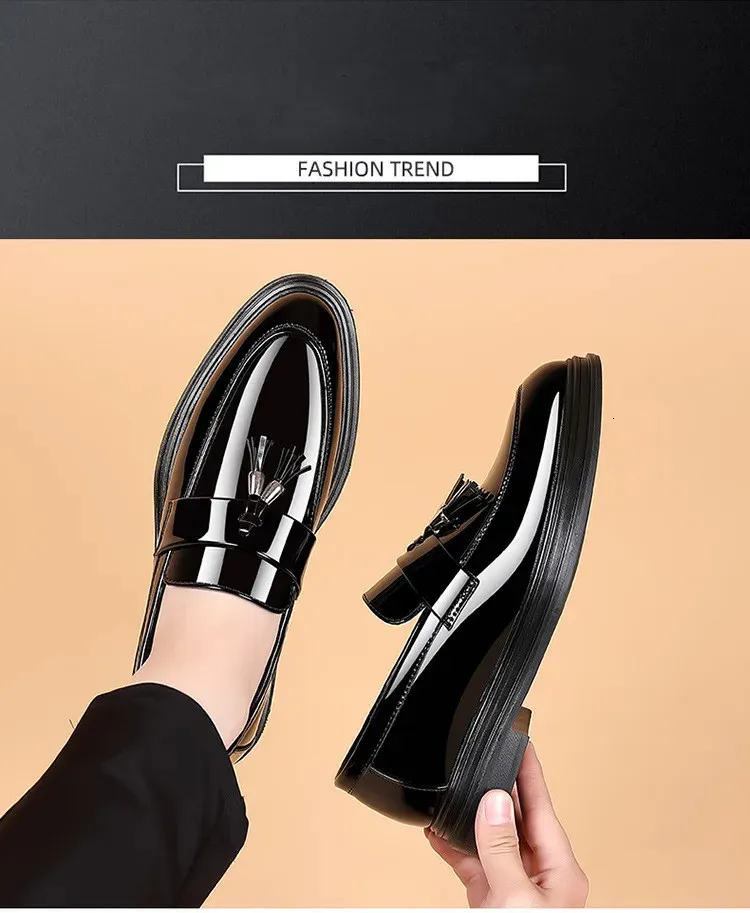 Herren Business Kleid Casual Fashion Elegante formelle Schuhe Slip-on Abend Loafer Party Quaste Lederschuhe Hochzeit 240614_voghion.com