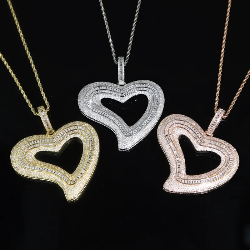 Hip Hop pendant Iced Out Full Paved Bling Cubic Zirconia CZ Big Hollow Heart Pendants Necklaces Jewelry for Rock Punk_voghion.com