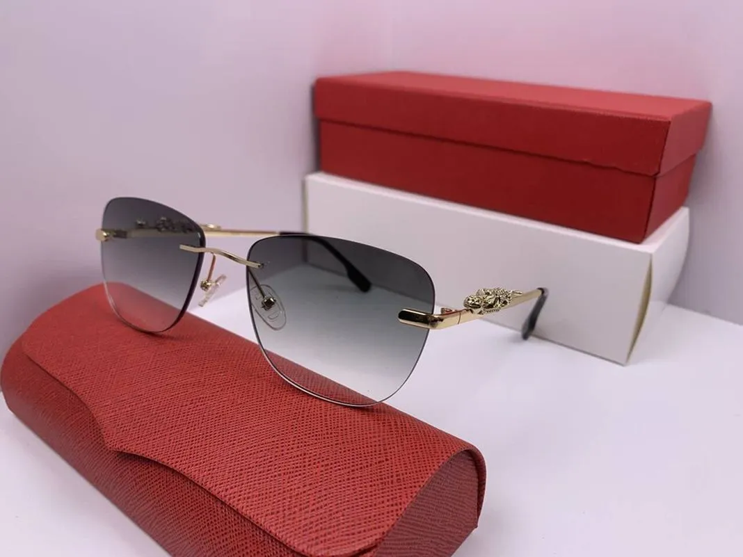 Occhiali da sole firmati per uomo e donna, montatura per occhiali da sole quadrati senza montatura, classici vintage, anti-UV, nuovi da guida_voghion.com