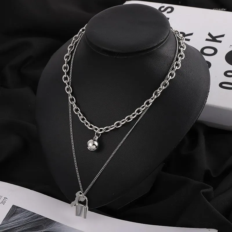 Chains Key Lock Head Double Layer Necklace Sweater Chain Accessories Personality Hipster Choker Hip Hop Creative_voghion.com
