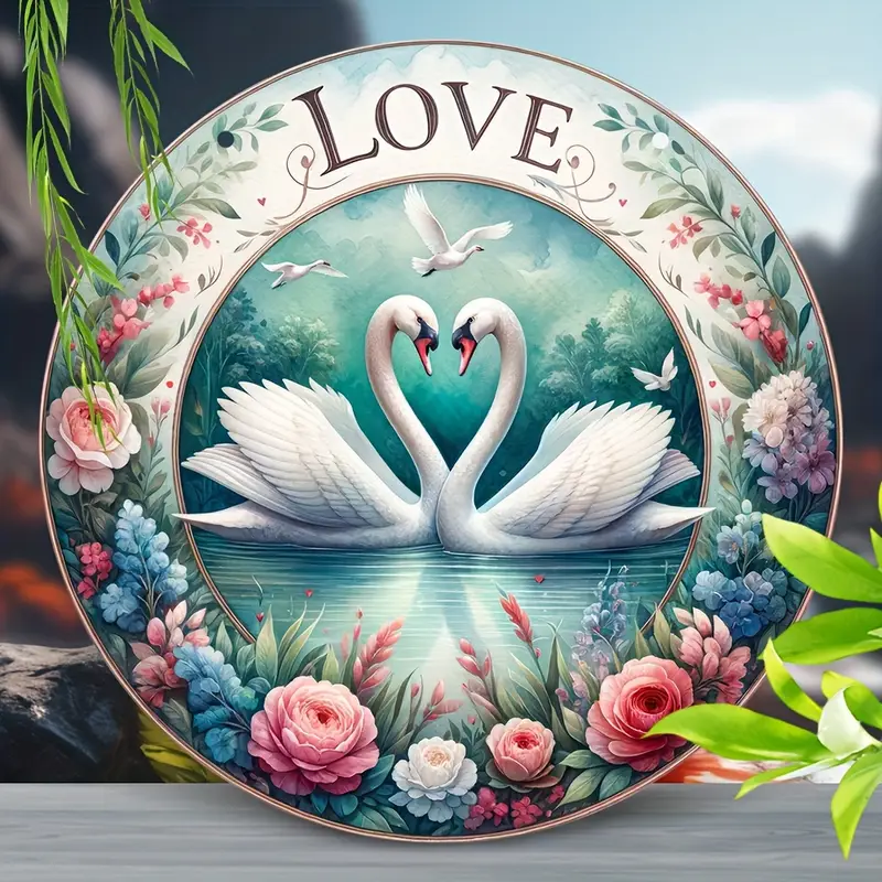 8in Swan Love Suncatcher - Clear Acrylic Valentine's Decor For Wreaths & Windows - Romantic Wedding Gift_voghion.com