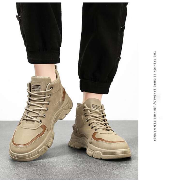 Nuovo autunno Martin Trendy Versatile, suola spessa, antiscivolo, scarpe da lavoro alte, stivali corti da uomo, scarpe antinfortunistiche_voghion.com