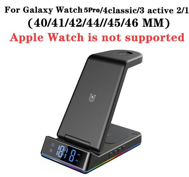 3 in 1 Klappbare kabellose Ladestation für Galaxy Watch 5Pro 4 3 Active 2 Schnellladegerät für Samsung S22/21/20 LTE Buds Pro Live_voghion.com