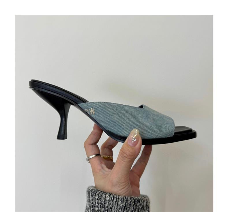 2024 Primavera/Verão Novo Daning Fish Mouth Heel Square Open Toe Couro Genuíno Chinelos Legais Moda Feminina Salto Alto_voghion.com