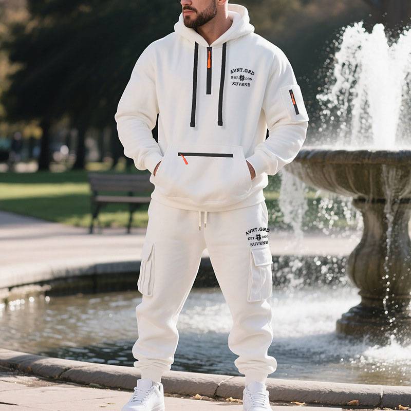 Men’s Utility Jogger Set – Stylish Letter Print Two-Piece With Cargo Pockets, Trendy Streetwear Tracksuit