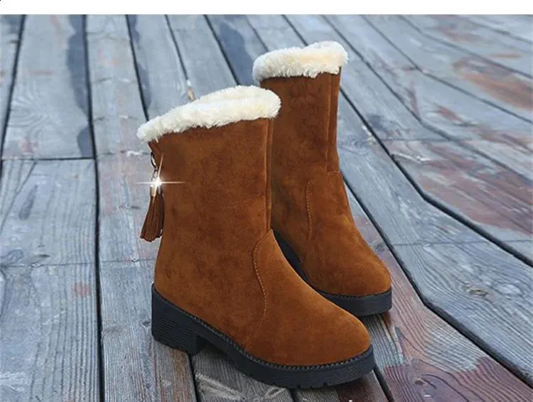 Women's Winter Snow Boots Plush Warm Flat Round Toe Comfortable_voghion.com