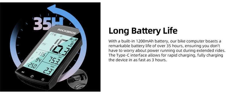 ROCKBROS Bisiklet Bilgisayarı Kablosuz GPS ANT+ IPX6 LED Ekranlı Bisiklet Hız Göstergesi_voghion.com