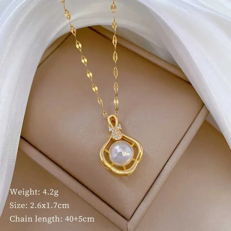 Exquisite Pearl Pendant Necklace Light Luxurious Style Necklace_voghion.com