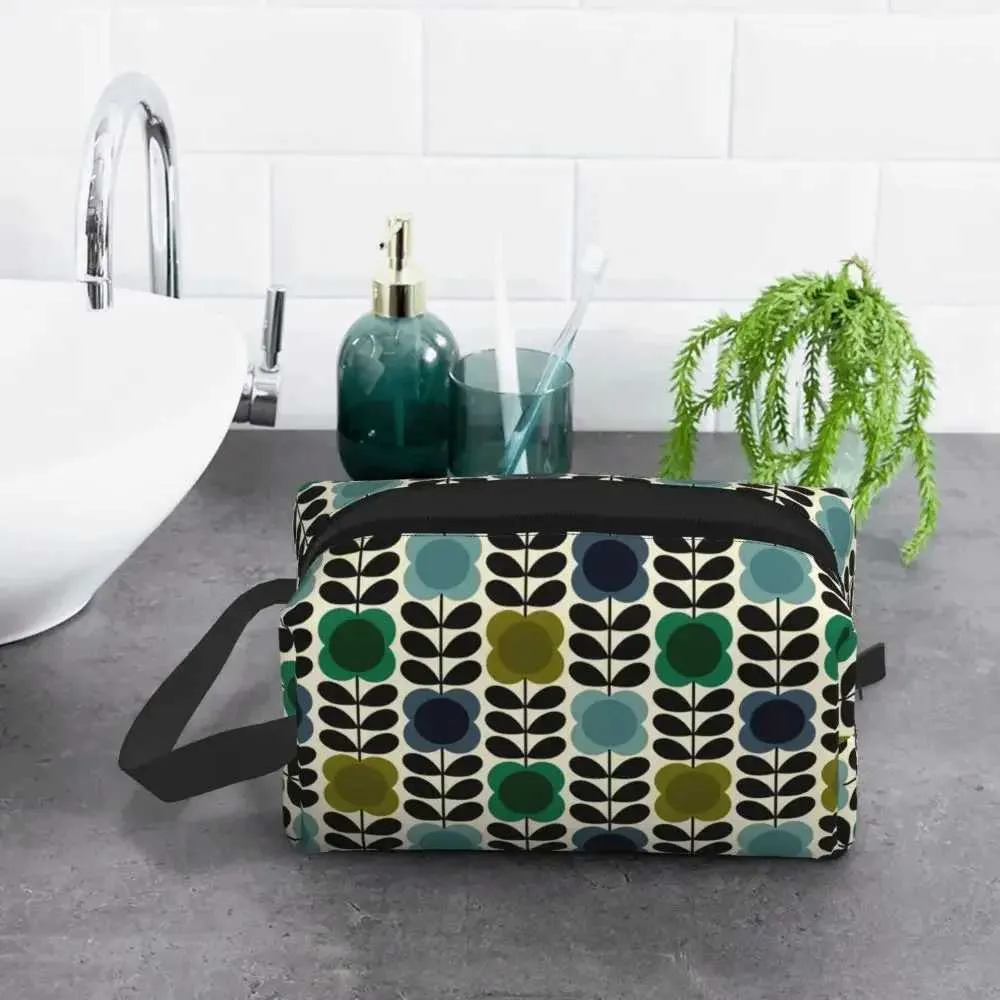 Tilpasset Orla Kiely Spot wer Tørret Gul Grå Dame Makeupæske med Stor Kapacitet Skønhedsopbevaringspose Y241023_voghion.com