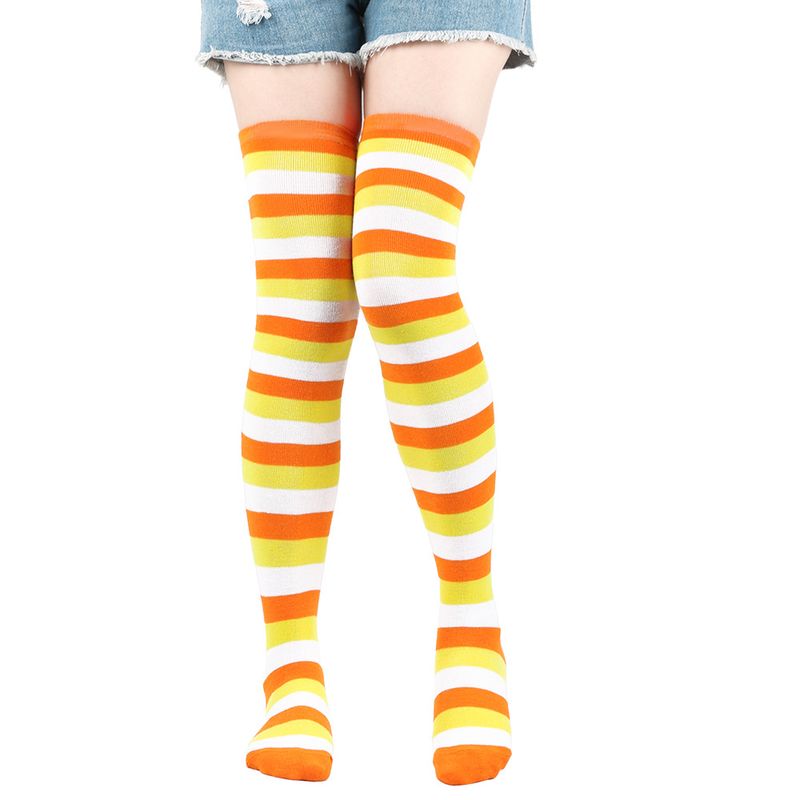 Christmas Knitted Striped Thigh Over Knee COS Anime Party Long Socks Women_voghion.com