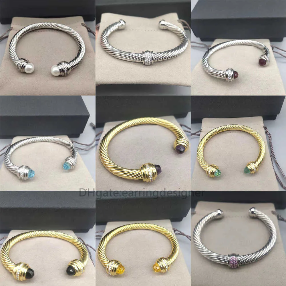 Cable Bracelet Women Men 7MM Bangle Designer Twisted Gold Dy Wire Chain Jewelry Designers Bracelets Jewelrys Love Women_voghion.com