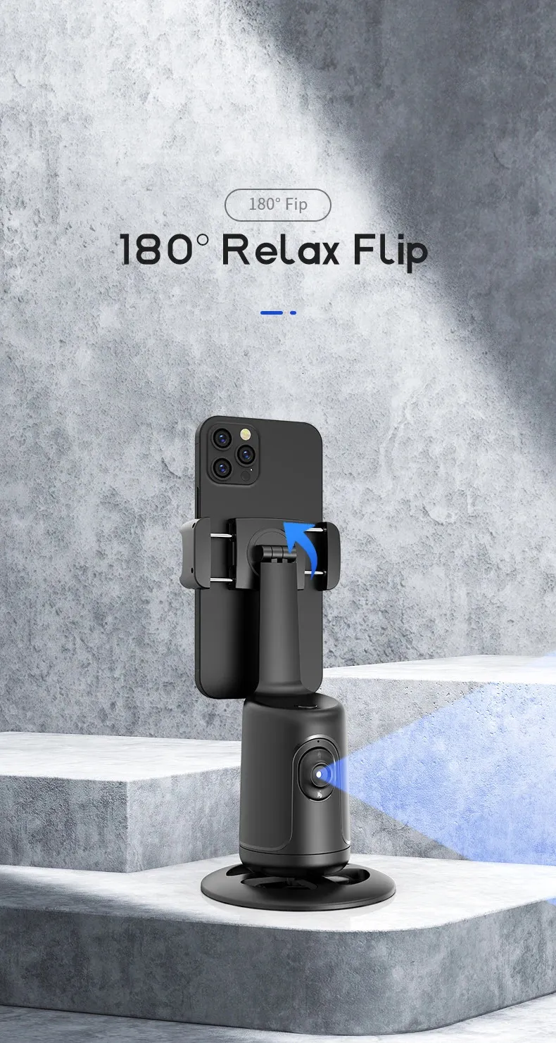 Selfieshow P01 Stabilisateur portatif universel à rotation automatique à 360° pour smartphone, vidéo en temps réel_voghion.com