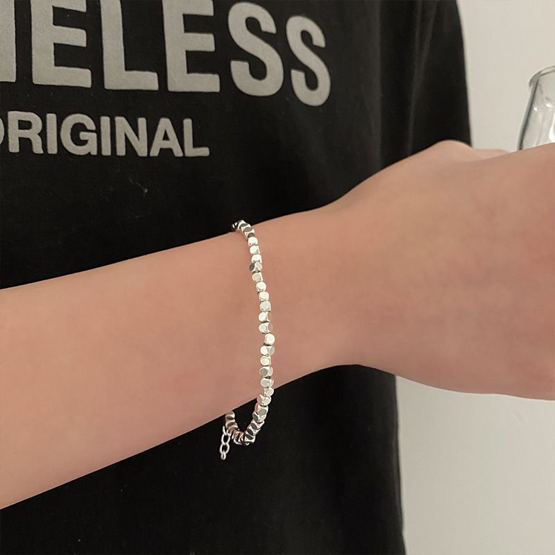 Bracciale con perline di miglio, design a cubo, estivo, leggero, con senso di nicchia, catena per clavicola, collana con cerchio semplice e scintillante._voghion.com