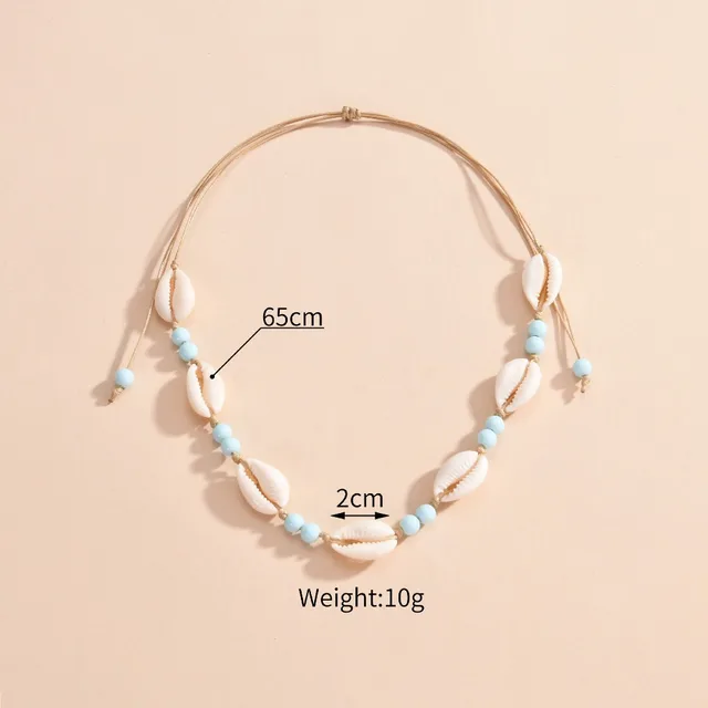 Collana di conchiglie alla moda, elegante corda intrecciata a mano, collane di stelle marine rosa, girocollo di conchiglie_voghion.com