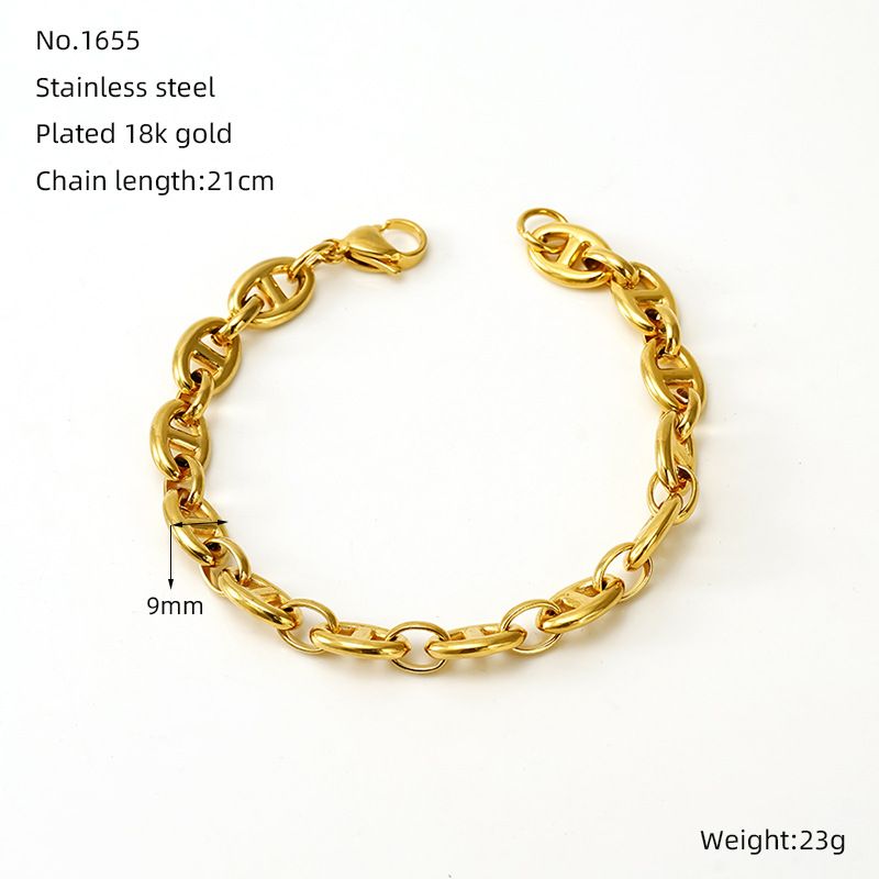 Eenvoudige stijl effen kleur 304 roestvrijstalen armbanden in bulk_voghion.com