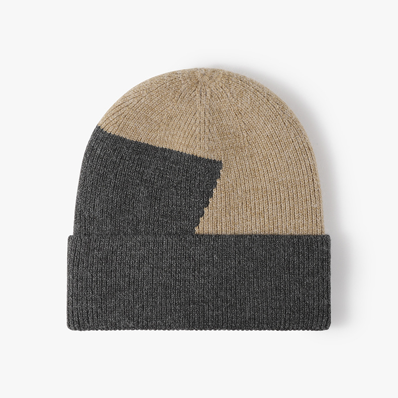 Fleece-verdickte warme kalte Mütze Herren Farblich passende Ohrenschützer Verdickter großer Kopfumfang Herbst- und Winterwoll-Strickmütze Damen_voghion.com