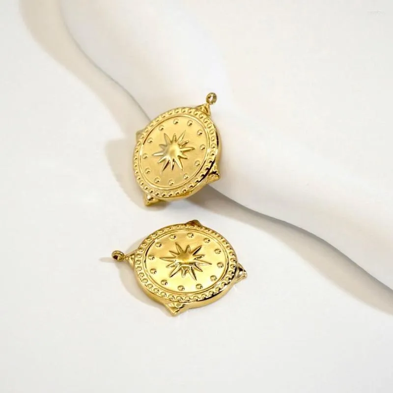 Collane con ciondolo Miasol 2 pezzi placcati in oro, in acciaio inossidabile fuso, a forma di stella rotonda, per collana e orecchini, pendenti per fai da te_voghion.com