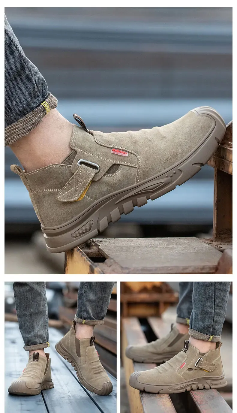 Chaussures de sécurité pour hommes, en cuir de vache, avec tête composite, anti-clou et antistatique, pour le soudage 241205_voghion.com