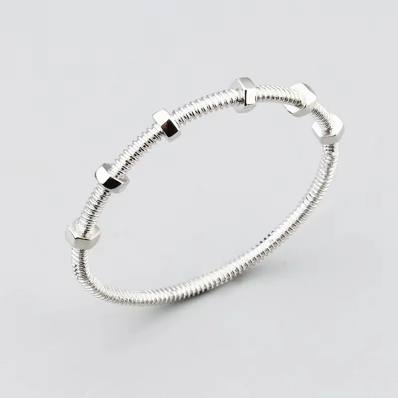 Braccialetti con braccialetti in oro rosa e vite in argento, per donne, ragazze e signore, set di gioielli unisex, gioielli di design, regali per feste_voghion.com