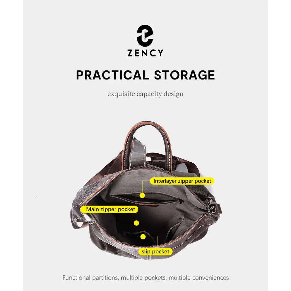 Zaino da viaggio classico in vera pelle da donna Zency, grande capacità, per iPad, A4, laptop, borsa a tracolla da donna con_voghion.com