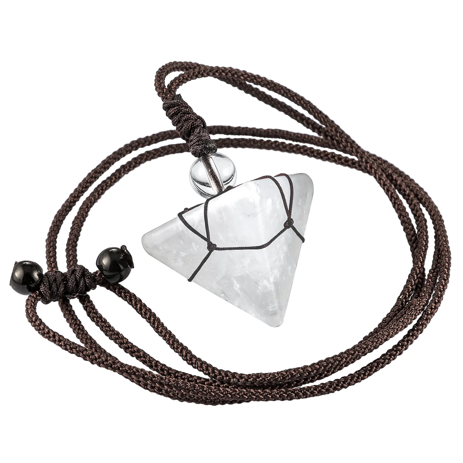 Ogrlice z obeski Healing 7 Chakra Crystal Stone Ogrlica iz naravnih dragih kamnov v obliki piramide z nastavljivo vrvico Ženske Moški_voghion.com