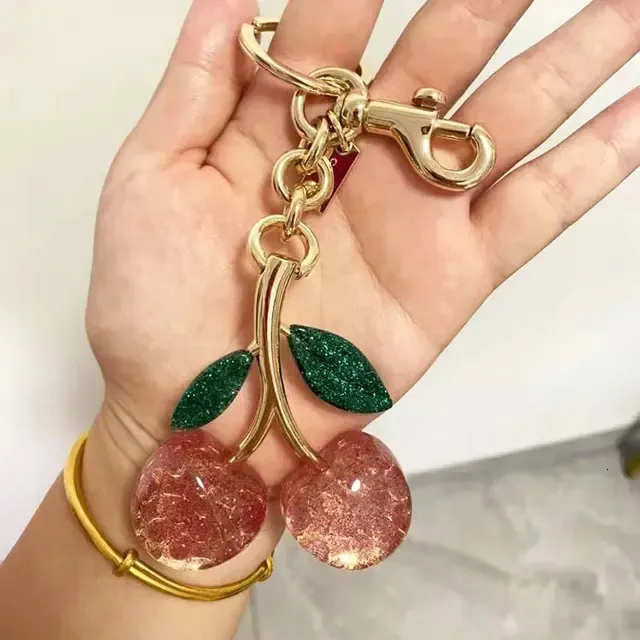 Cherry Keychain Bag Charm Luxury Designer Accessory Pink Green_voghion.com