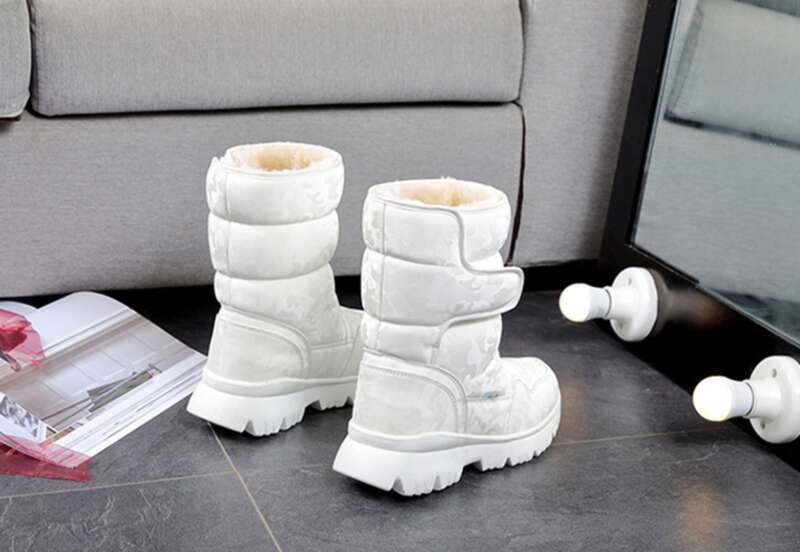A Great Partner For Skiing Tourism! White Snow Boots For Parent-child Men And Women, Non Slip And Warm_voghion.com