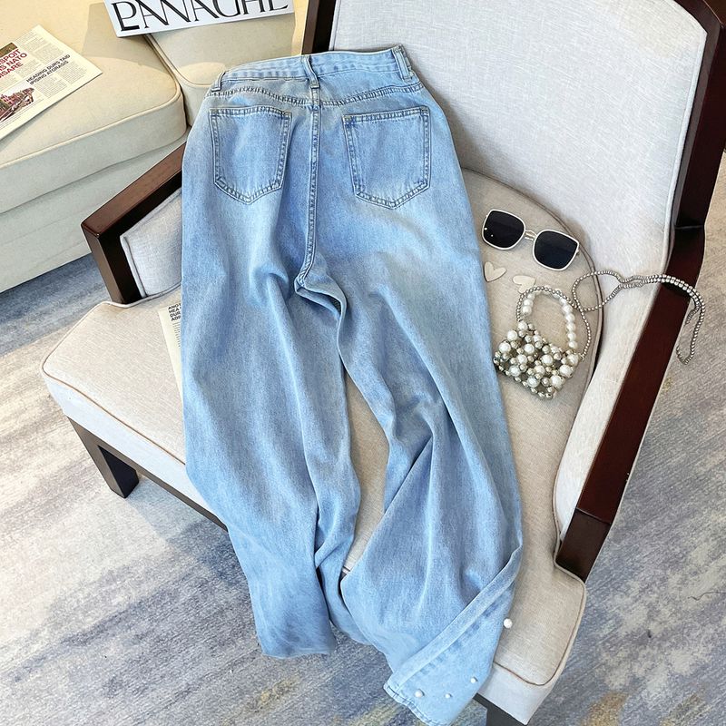 Damen Kleidung Casual Jeans Gerade Röhrenhose_voghion.com