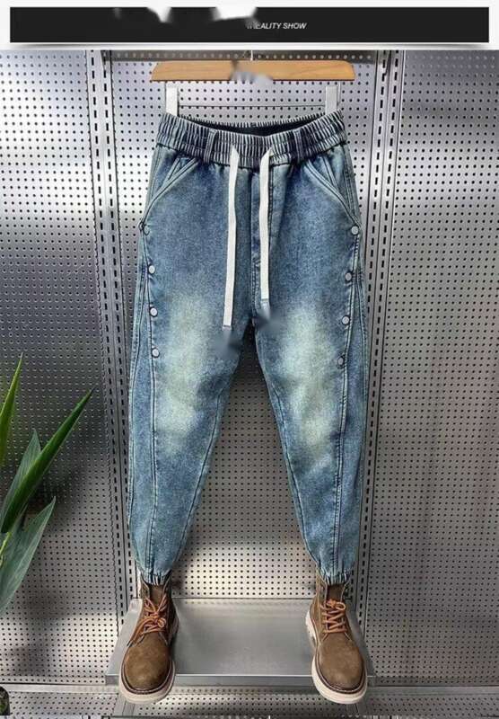Fashion Items For Spring And Summer, New Washed Denim Jeans, Men's Trend, Loose Fit, Distressed Blue Leggings, Trendy_mkmklike.com