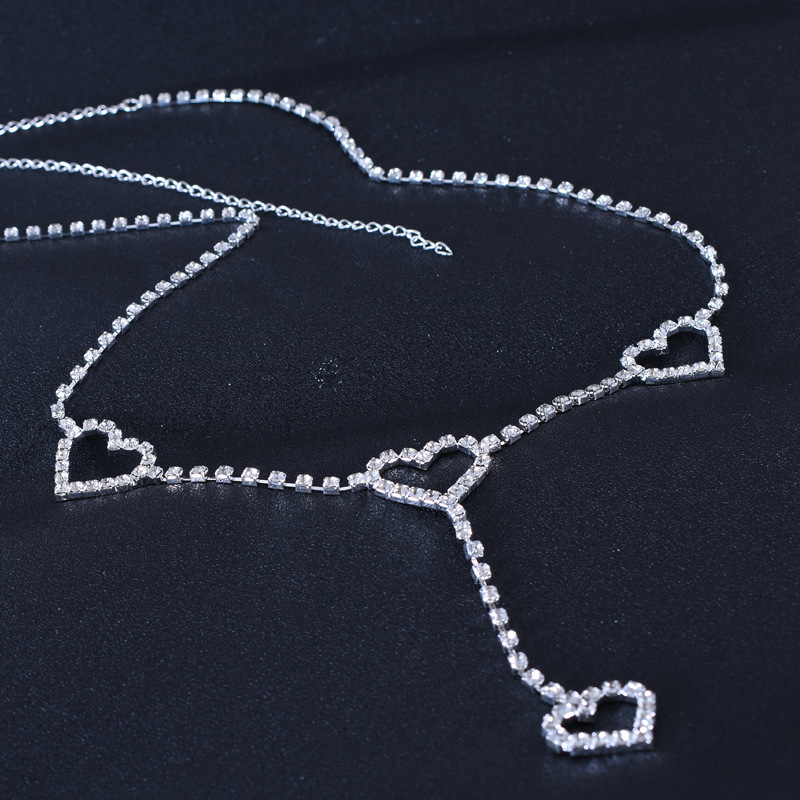 Accessorio di moda bikini creativo decorazione di strass personalità del corpo cuore di pesca cintura a catena in vita geometrica_voghion.com