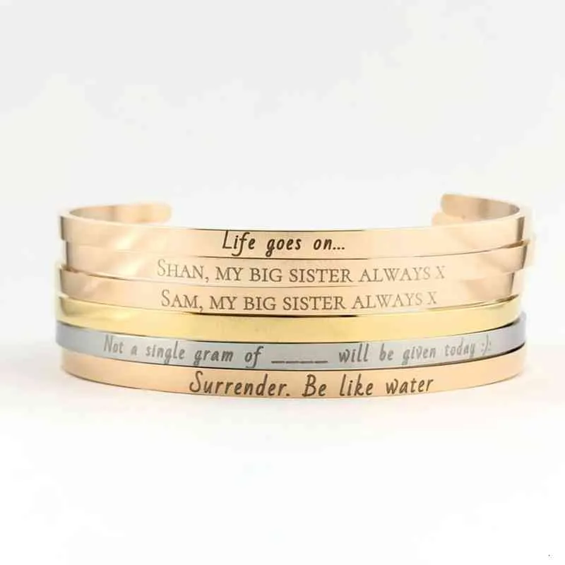 Bracciale con incisione nome data larghezza 4 mm testo coordinate parole personalizzate braccialetti in acciaio inossidabile personalizzati regalo per_voghion.com