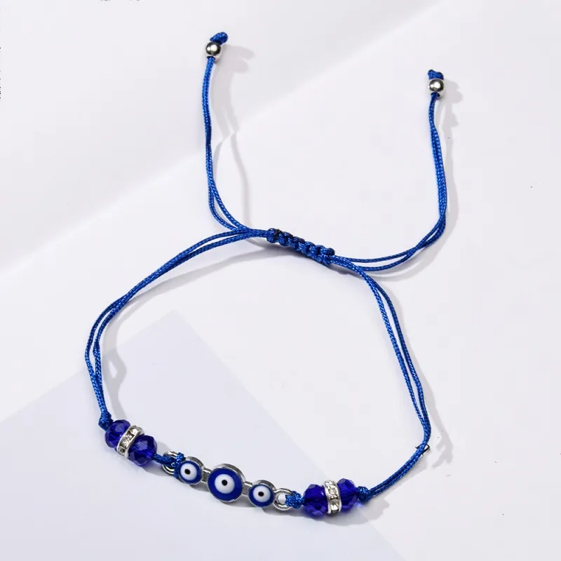 Braccialetti turchia malocchio blu moda regolabile perline di cristallo intrecciato corda braccialetto con ciondolo braccialetti per donne uomini_voghion.com