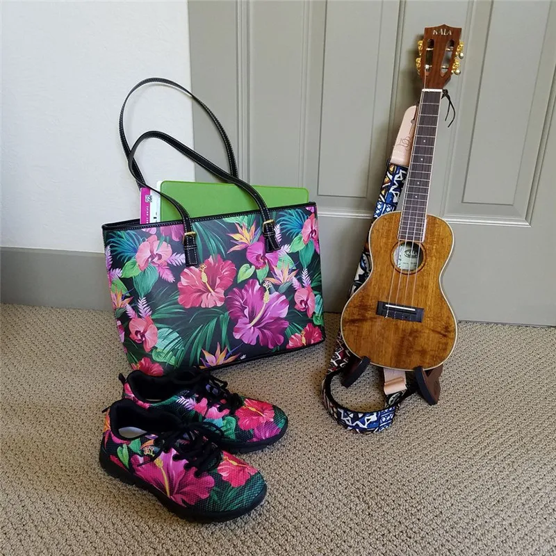 Abendtaschen Coloranimal 2 teile/satz PU Leder Frauen Umhängetasche & Geldbörse Gradient Polynesian Plumeria Print Handtasche für_voghion.com