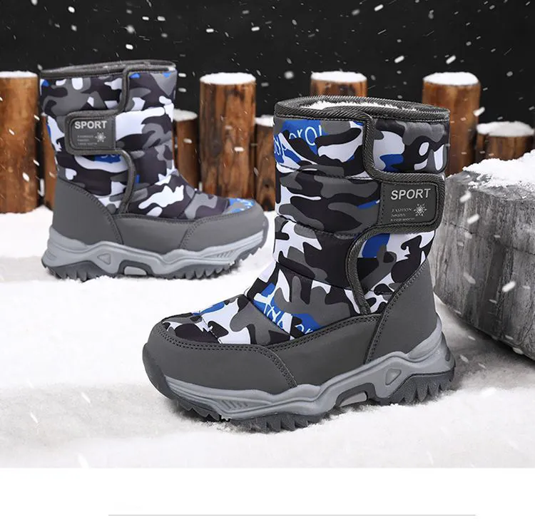 Winter Kids Plush Waterproof Fabric Non-Slip Girls Boys Rubber Sole Toddler Snow Fashion Warm Cutefeet Children Outdoor_voghion.com