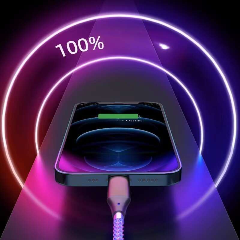 6A Super Fast PD Colorful Luminescent Data Cable Typec To Charging Wire Three In One Machine Vehicle RGB_voghion.com