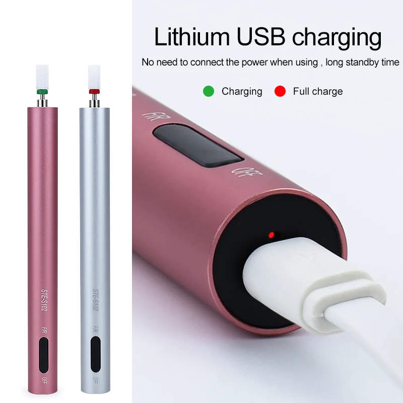 Trapano elettrico per unghie 12000 giri/min Macchina per manicure Taglierina per ricarica USB per strumenti per unghie per manicure per salone di bellezza