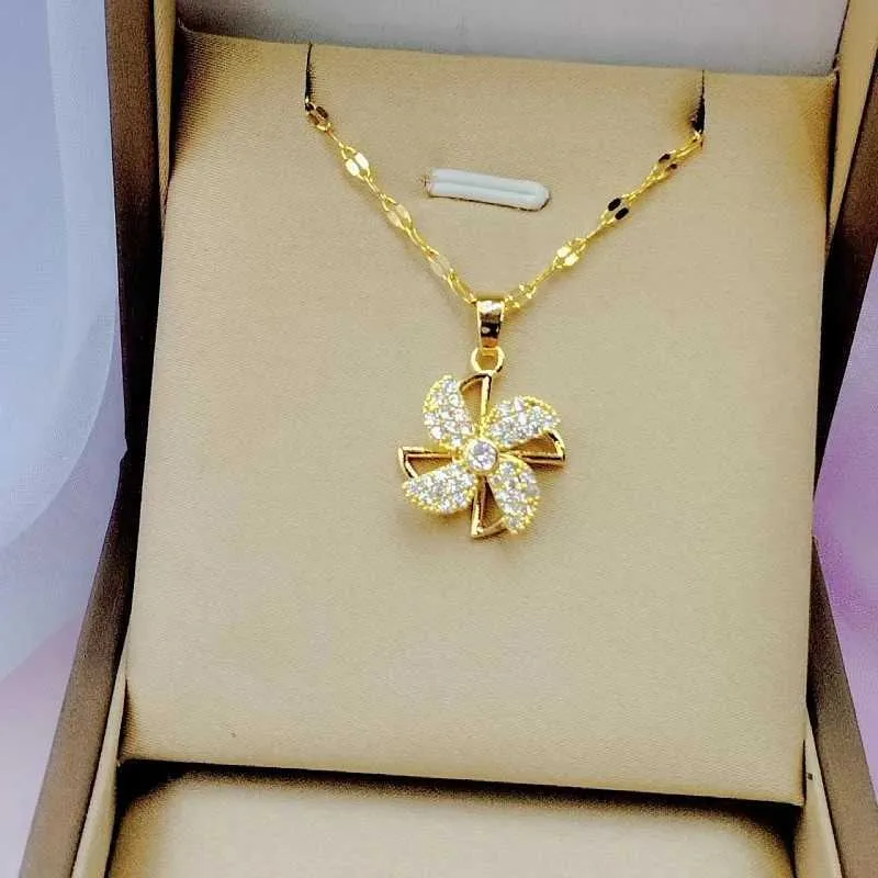 Rotatable Windmill Pendant Necklace For Women Elegant Fashion Style_voghion.com