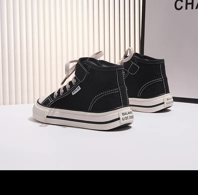 Children's Canvas Yellow Green High Top Boys Girls Toddler Casual Cutefeet Beige Fashion Soft Non-slip Kids Cloth Shoes_desvips.com