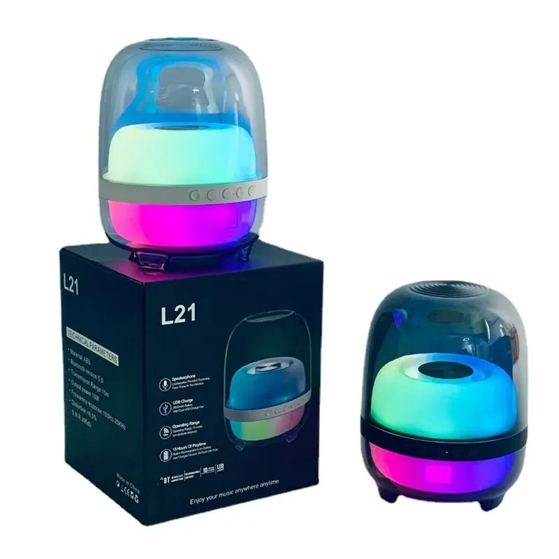 L21 Farblichter Drahtloser Bluetooth-Lautsprecher mit Subwoofer TWS Ambientelicht Audio Tragbarer Mini-Heimgebrauch im Freien_voghion.com