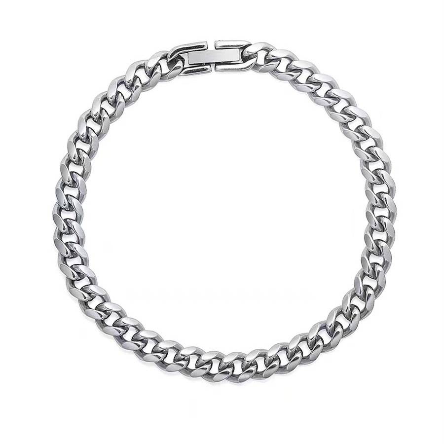 Chaîne à maillons cubains style hip-hop pour hommes et femmes – Collier unisexe en acier titane, largeur 6 mm/8 mm/10 mm, finition polie, bijou tendance et imposant._voghion.com