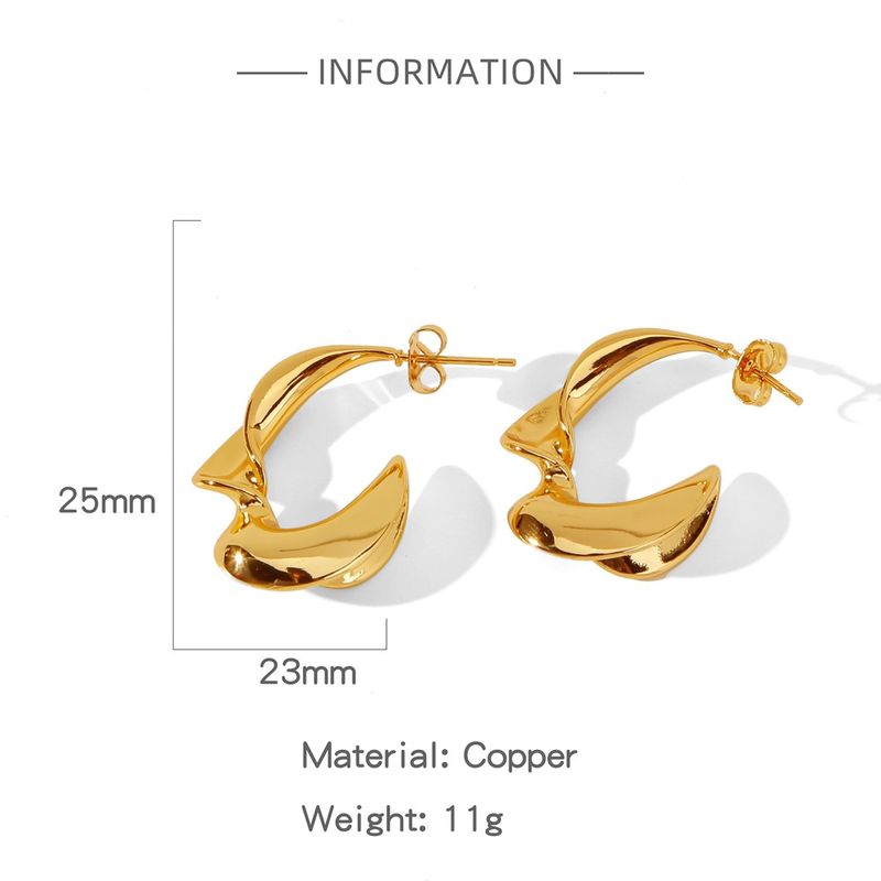 1 Pair Basic Modern Classic Style C U Shape Geometric Plating Copper Earrings Ear Studs_voghion.com