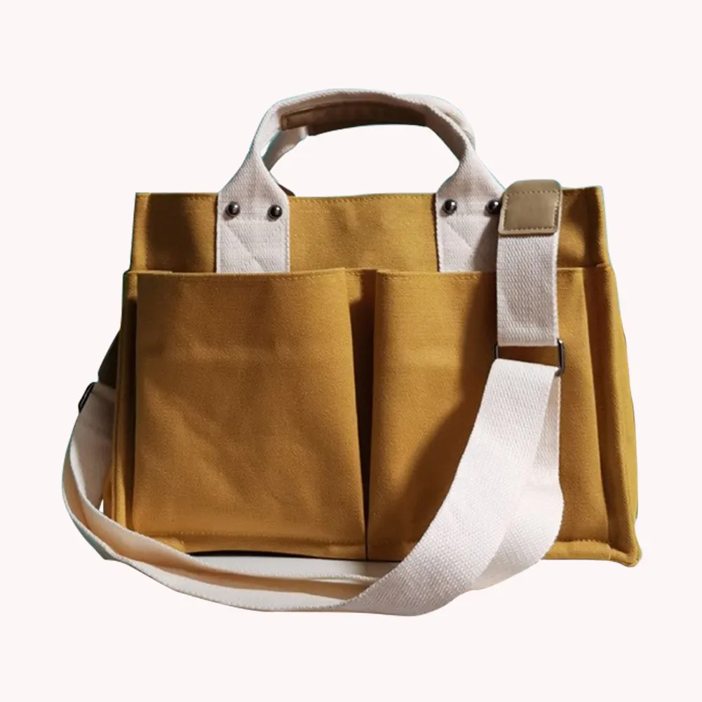 Borsa a tracolla in tela, alla moda, con manico superiore, grande capacità, multitasche, tracolla regolabile, semplice e portatile per il fine settimana_voghion.com